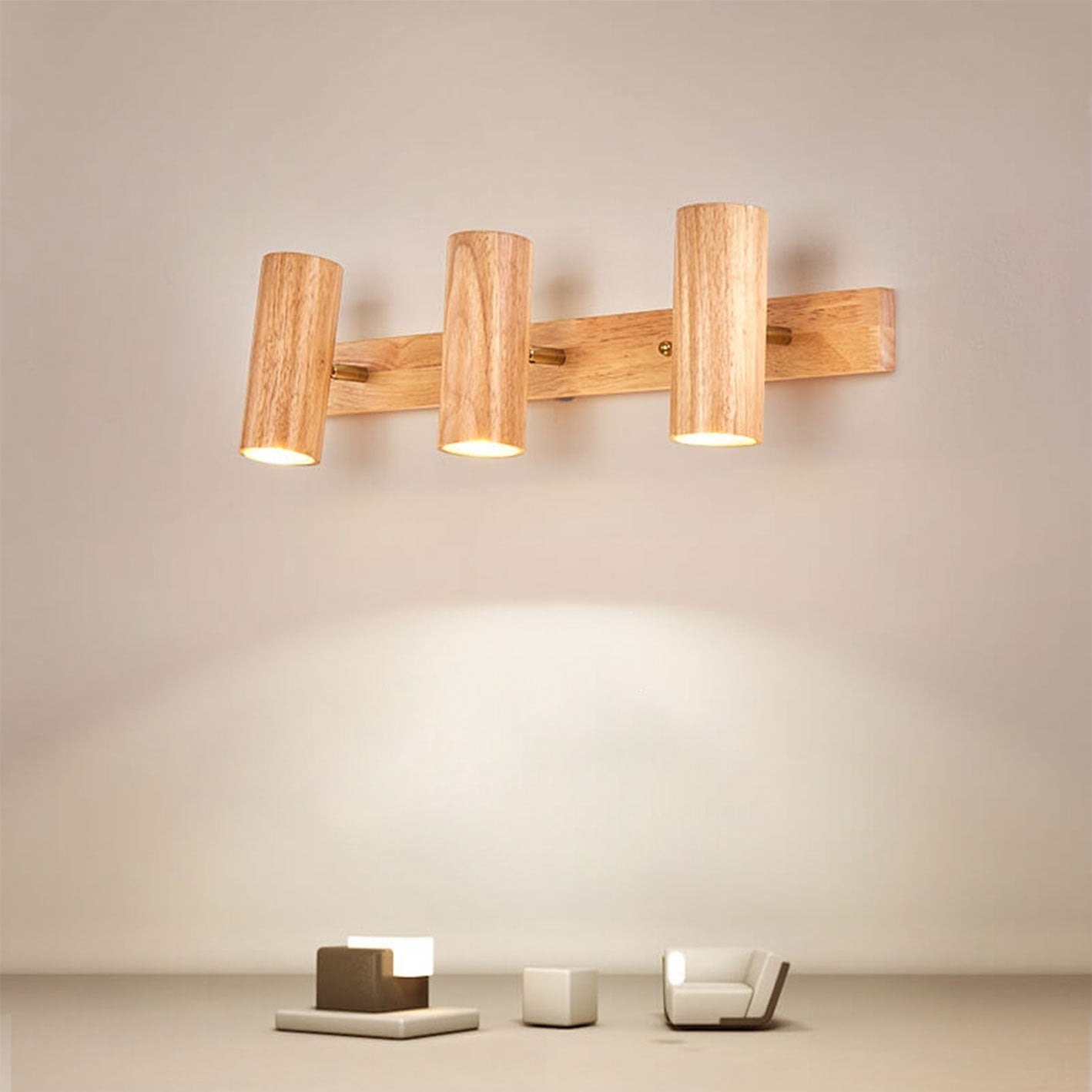 Modern Wooden Cylinder LED Wall Light | 1-Light Lasson Living