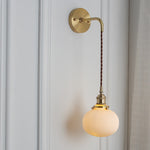 Japanese Brass Pleated Glass Wall Light | 1-Light Lasson Living
