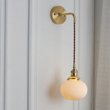 Japanese Brass Pleated Glass Wall Light | 1-Light Lasson Living