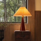 Japanese Minimalist Wooden Pleated Fabric LED Table Lamp 1-Light Lasson Living