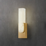 Modern Alabaster-Effect Brass Wall Sconce LED 1-Light Lasson Living
