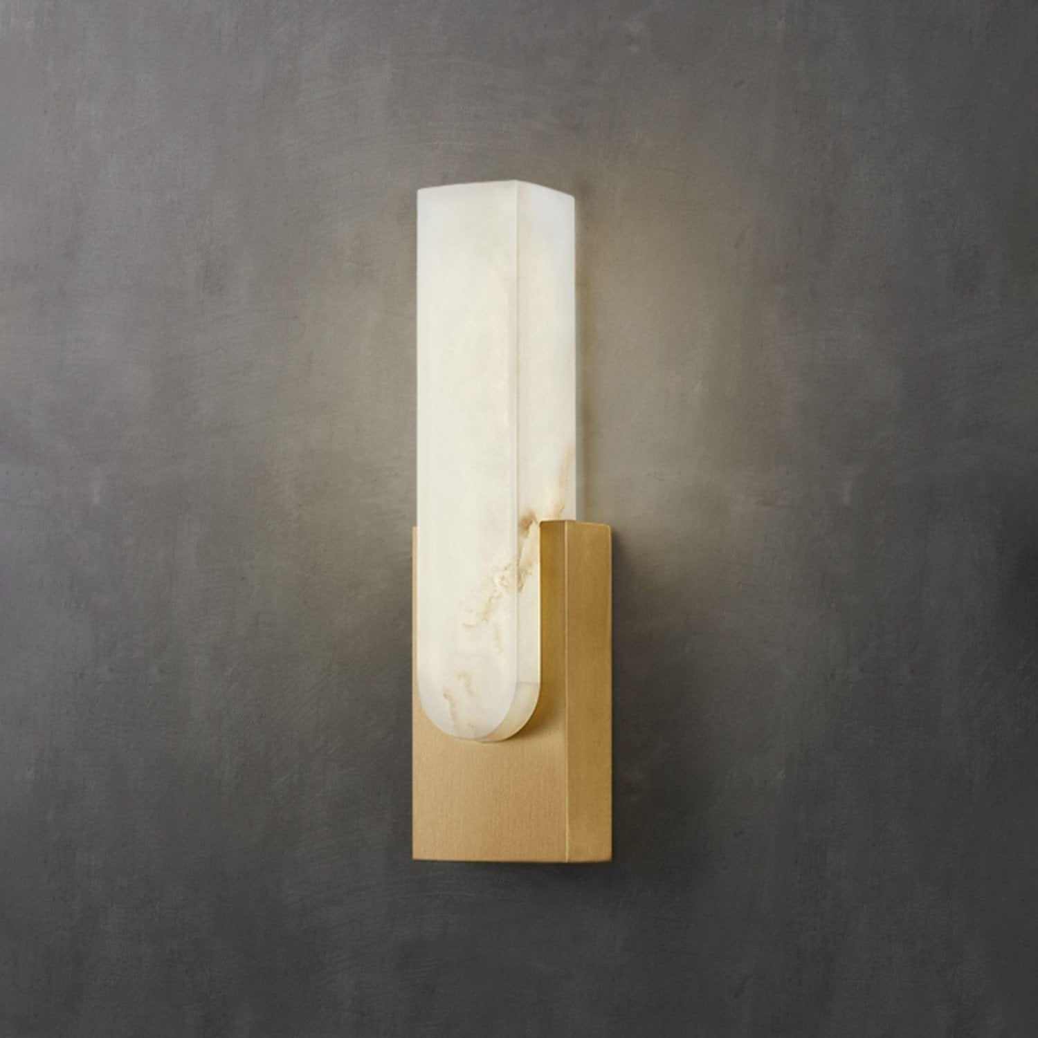 Modern Alabaster-Effect Brass Wall Sconce LED 1-Light Lasson Living