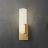 Modern Alabaster-Effect Brass Wall Sconce LED 1-Light Lasson Living