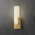 Modern Alabaster-Effect Brass Wall Sconce LED 1-Light Lasson Living