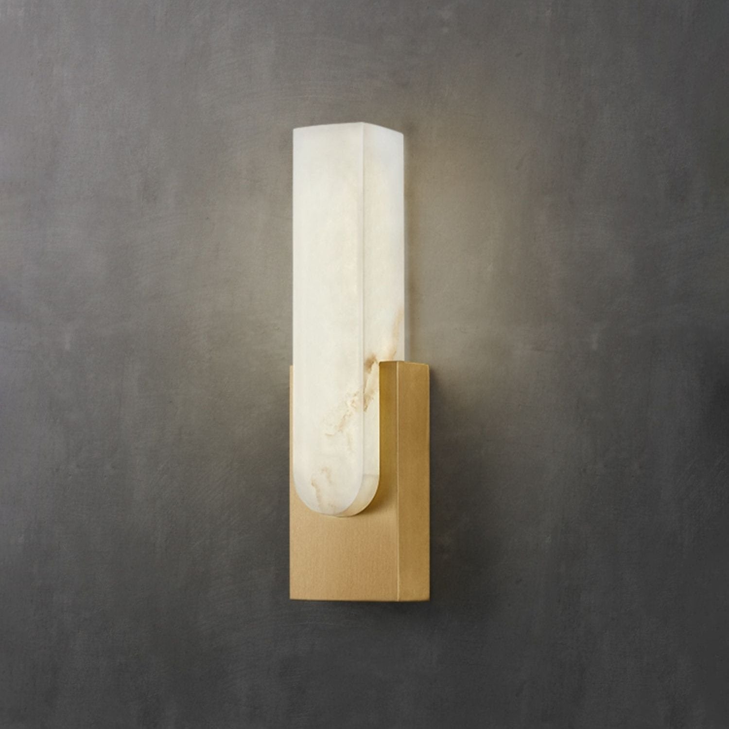 Modern Alabaster-Effect Brass Wall Sconce LED 1-Light Lasson Living