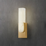 Modern Alabaster-Effect Brass Wall Sconce LED 1-Light Lasson Living