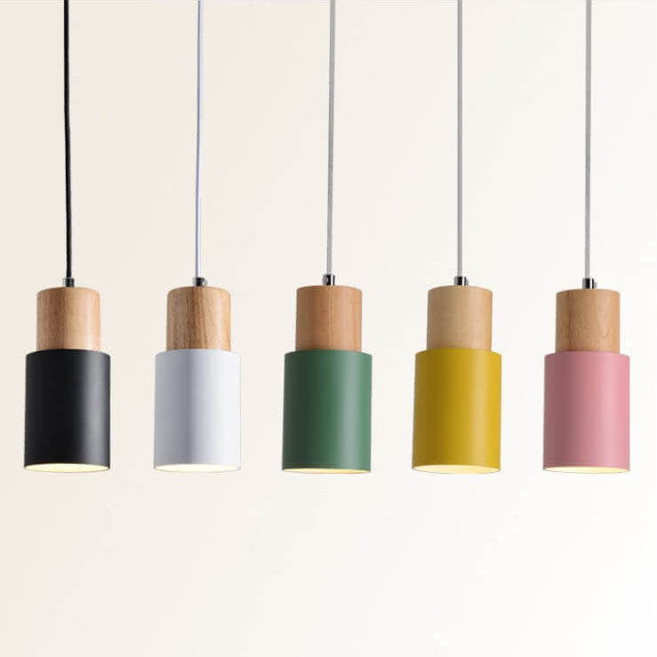 Nordic Wood Cylinder LED 1-Light Pendant Light Lasson Living