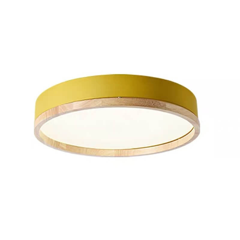 Nordic Wood Round LED Flush Ceiling Light | 1-Light Lasson Living