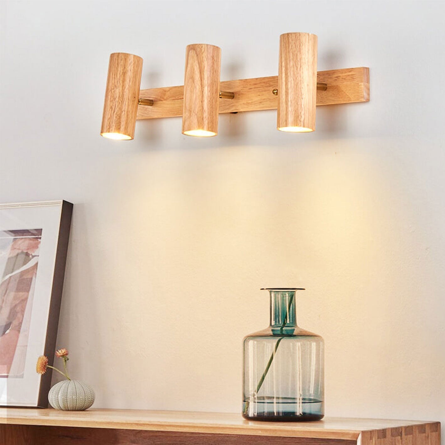 Modern Wooden Cylinder LED Wall Light | 1-Light Lasson Living