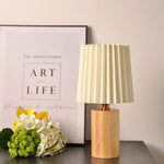 Vintage Korean Pleated Fabric Cylinder LED Table Lamp | 1-Light Lasson Living
