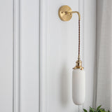 Japanese Brass Pleated Glass Wall Light | 1-Light Lasson Living