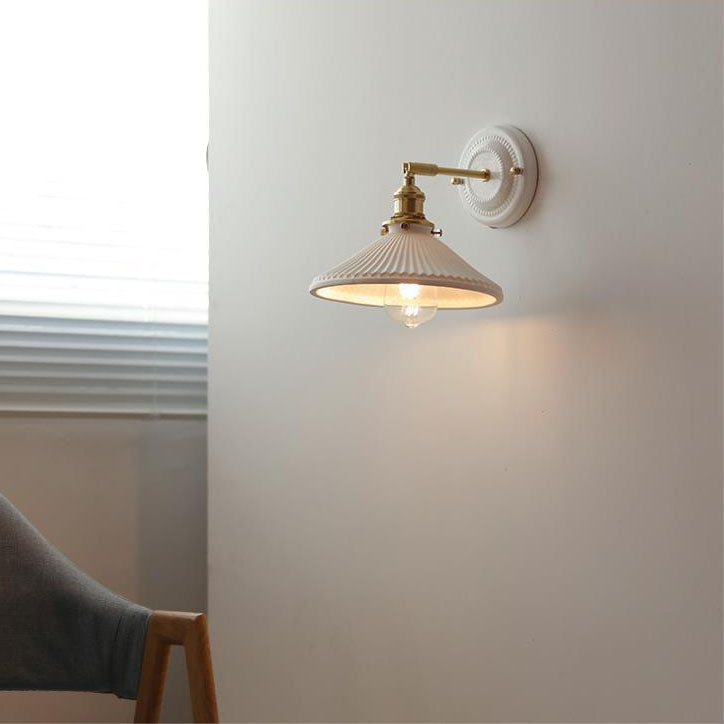 Vintage Japanese Ceramic Brass 1-Light Wall Light Lasson Living
