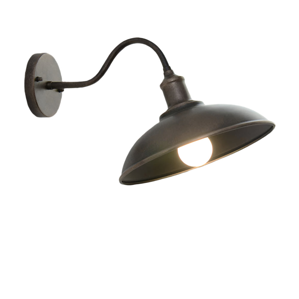 Vintage Industrial Iron Bowl Outdoor Wall Light LED 1-Light Lasson Living