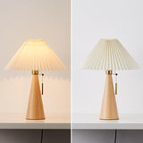 Japanese Minimalist Wooden Pleated Fabric LED Table Lamp 1-Light Lasson Living