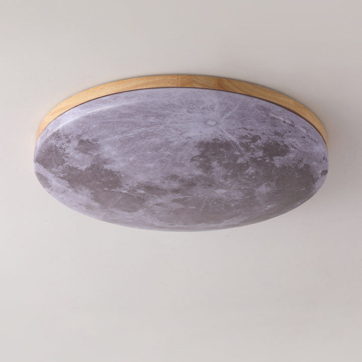 Nordic Wood & Pvc Round LED Flush Mount Ceiling Light 1-light Lasson Living