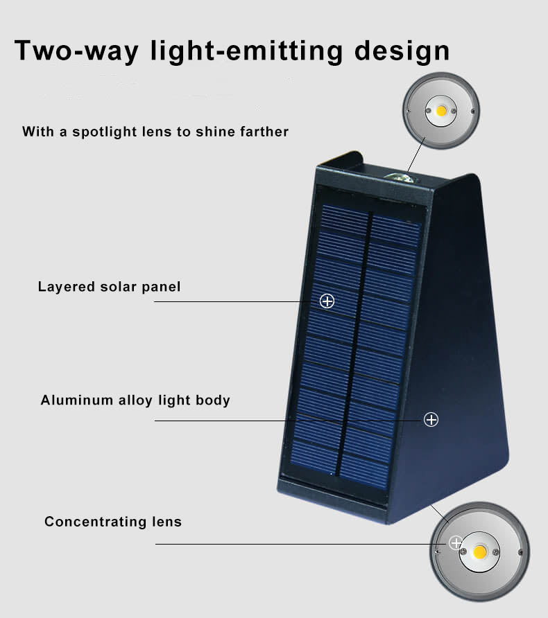 Modern Solar LED Up and Down Wall Light | 1-Light Lasson Living