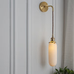 Japanese Brass Pleated Glass Wall Light | 1-Light Lasson Living