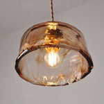 Vintage Amber Round Glass Brass Pendant Light 1-Light Lasson Living
