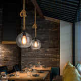 Retro Hemp Rope Glass Globe Pendant Light 1-light Lasson Living