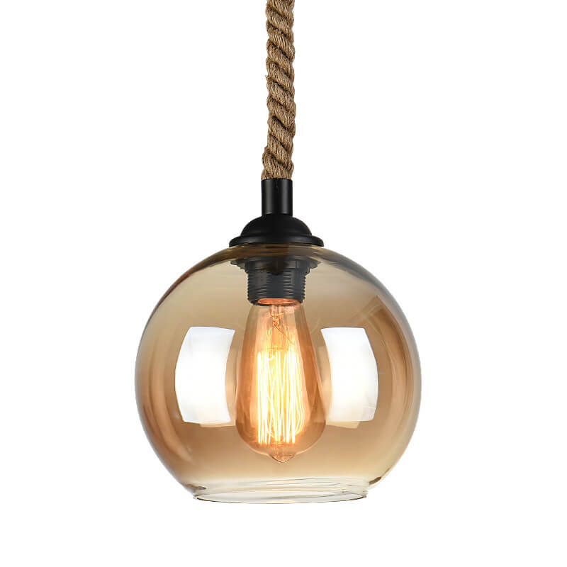 Retro Hemp Rope Glass Globe Pendant Light 1-light Lasson Living