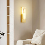 Modern Alabaster-Effect Brass Wall Sconce LED 1-Light Lasson Living