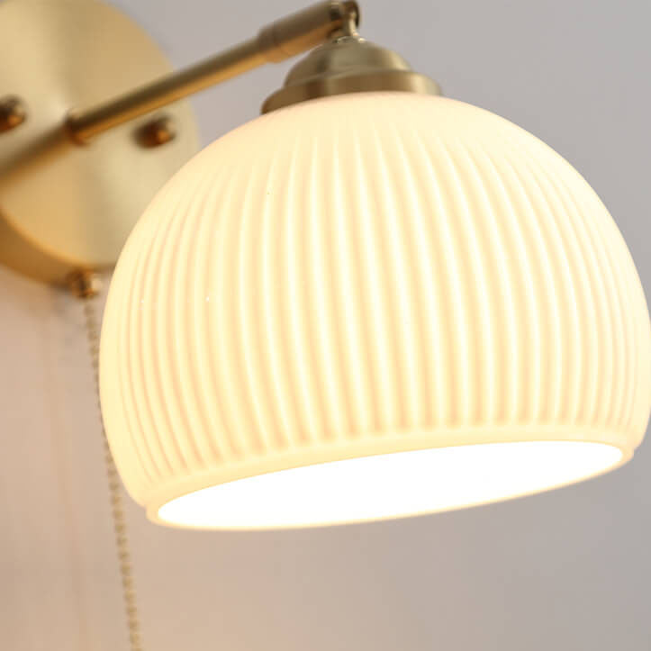 Nordic Brass Ribbed Glass 1-Light Wall Sconce Lasson Living