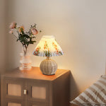 Nordic Rattan Pleated Fabric Conic LED Table Lamp 1-Light Lasson Living