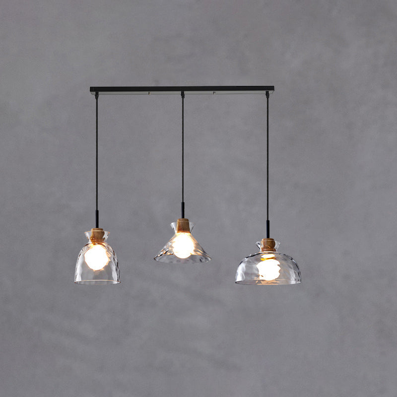 Nordic Rippled Glass and Wood LED Pendant Light | 1-Light Lasson Living