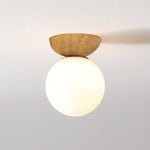 Nordic Wood Glass Globe 1-Light Ceiling Light Lasson Living