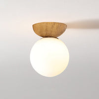 Nordic Wood Glass Globe 1-Light Ceiling Light Lasson Living