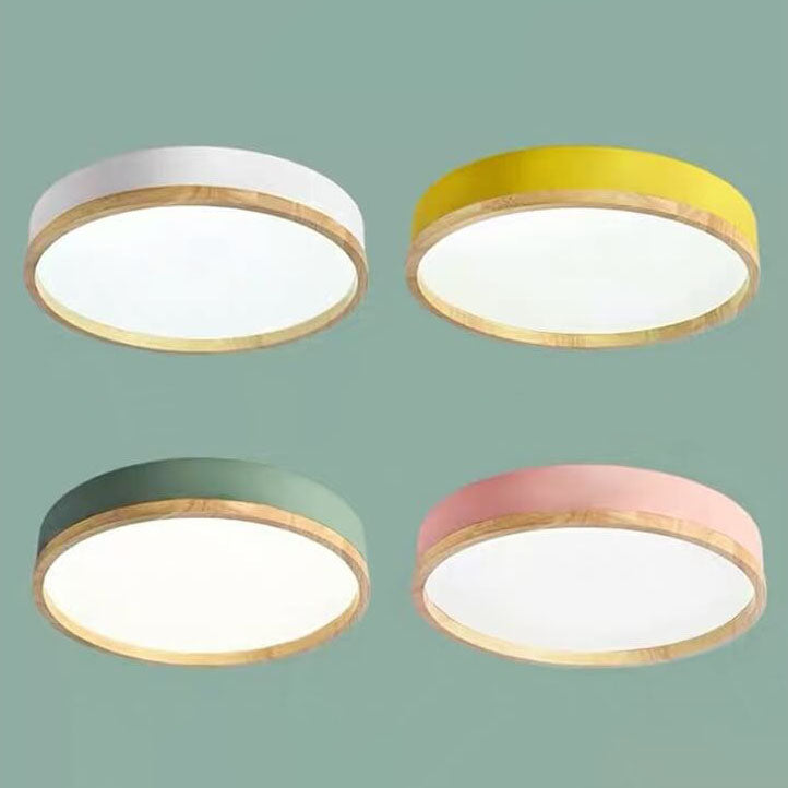 Nordic Wood Round LED Flush Ceiling Light | 1-Light Lasson Living