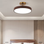 Japanese Wood Round LED Semi-Flush Mount Ceiling Light Lasson Living