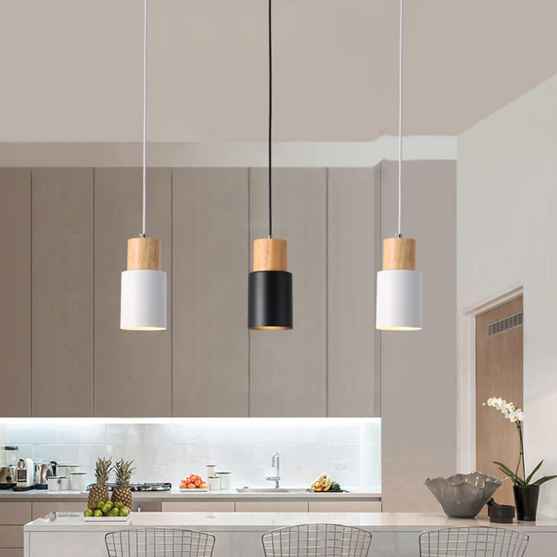 Nordic Wood Cylinder LED 1-Light Pendant Light Lasson Living