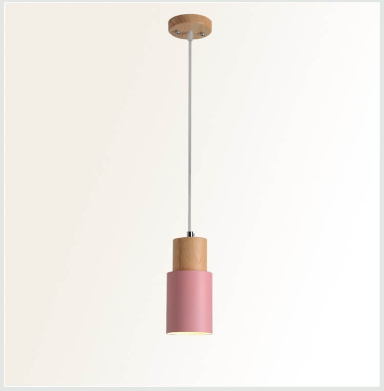 Nordic Wood Cylinder LED 1-Light Pendant Light Lasson Living