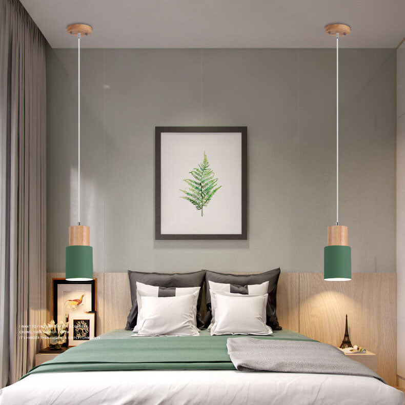 Nordic Wood Cylinder LED 1-Light Pendant Light Lasson Living