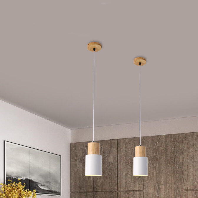 Nordic Wood Cylinder LED 1-Light Pendant Light Lasson Living