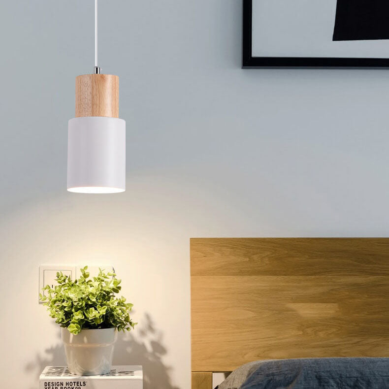Nordic Wood Cylinder LED 1-Light Pendant Light Lasson Living