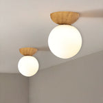 Nordic Wood Glass Globe 1-Light Ceiling Light Lasson Living