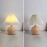 Nordic Rattan Pleated Fabric Conic LED Table Lamp 1-Light Lasson Living