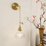 Nordic Brass & Green Glass Flower Wall Light | 1-Light Lasson Living