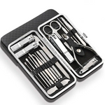 19 In 1 Stainless Steel Manicure Set Nail Clipper Kit With Leather Case - Image 1