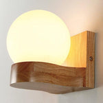 Nordic Wooden Glass Globe Wall Light Lasson Living