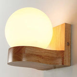 Nordic Wooden Glass Globe Wall Light Lasson Living