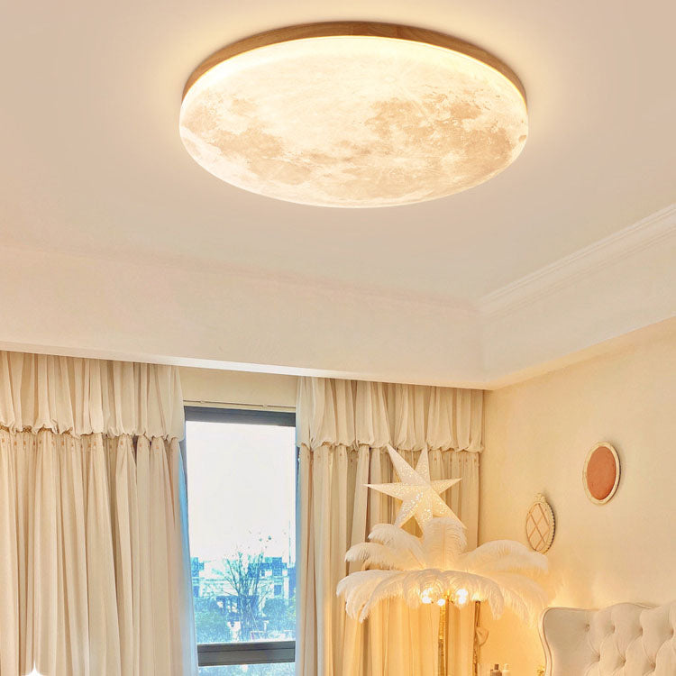Nordic Wood & Pvc Round LED Flush Mount Ceiling Light 1-light Lasson Living