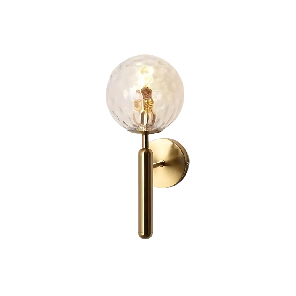 Nordic Brass Glass Globe Wall Sconce LED 1-Light Lasson Living
