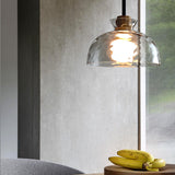 Nordic Rippled Glass and Wood LED Pendant Light | 1-Light Lasson Living