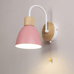 Nordic Wood Dome Wall Light with Pull Switch | 1-Light Lasson Living