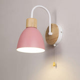 Nordic Wood Dome Wall Light with Pull Switch | 1-Light Lasson Living