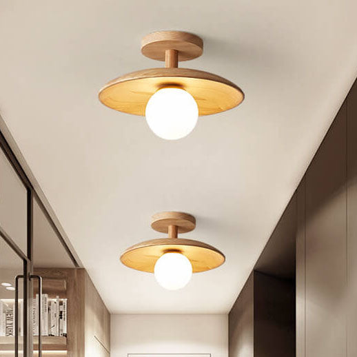 Nordic Wooden Dome Semi-Flush Ceiling Light | 1-Light Lasson Living