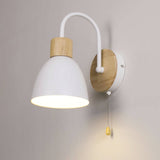 Nordic Wood Dome Wall Light with Pull Switch | 1-Light Lasson Living
